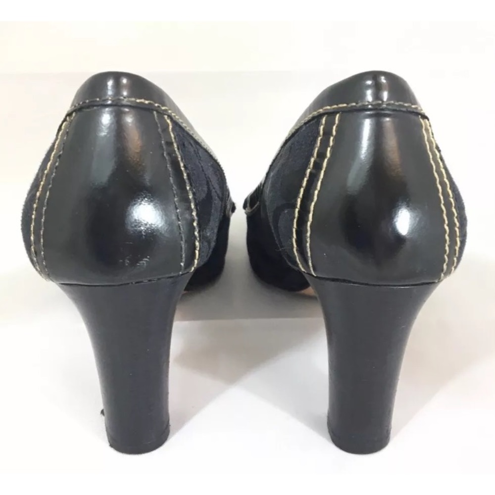 Coach Black Signature Canvas & Leather Buckle High Heels Size 6 - Picture 6 of 8